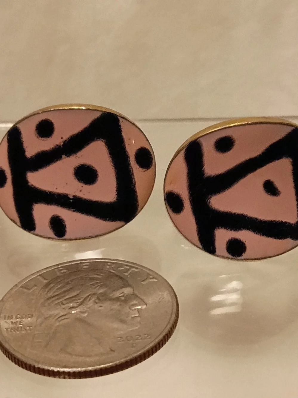 Pink and Black Enamel Cuff Links